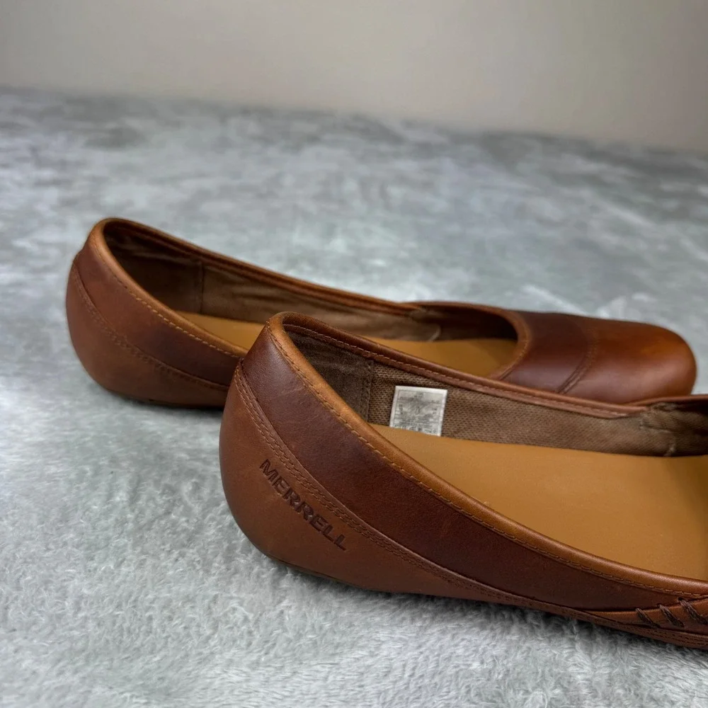 Merrell Leather Ballet Flats Women's US 10 Brown Slip On Comfort Casual Shoes